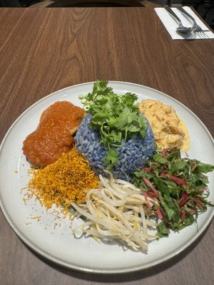 Nasi Kerabu with “chicken” percik  at SAVOR in Kuala Lumpur