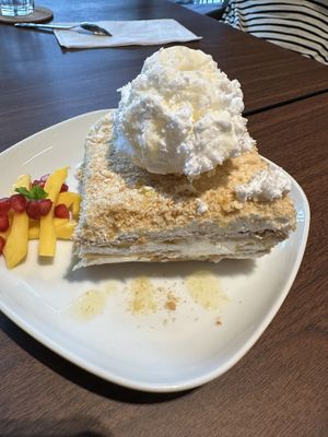 Best dessert ever! Must try! I forgot the name but it’s vegan mango ice cream, pie with peaches. It’s not too sweet and reminds me of Korea dessert. We were very impressed👏 at SAVOR in Kuala Lumpur