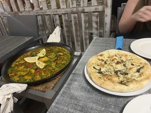Vegetable Paella with Garlic and Rosemary Focaccia  at Punto Italia in Mallorca