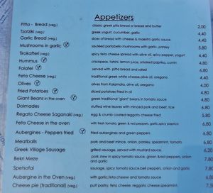 Lots of vegan small items at Maestro in Rhodes