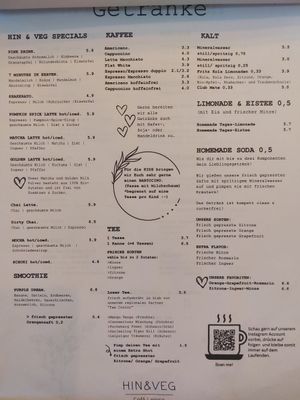 drink menu (you can mix your own soda) at Café Hin & Veg in Leipzig