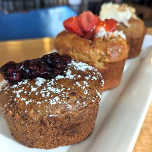 Several flavors of Bundt cakes are available, from Bran New Day with blueberries, Seasonal flavors like Strawberry Rhubarb, and Banana Walnut  at 5b's Bakery in Concrete