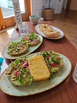 The great Gatsby bagel with hash browns at Little Curious Bagels in Whanganui