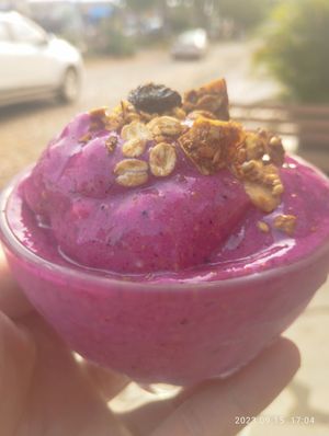 Pitaya batida com frutas do cerrado at hetienveg in Goias