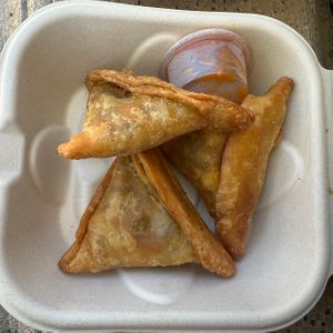 vegan potato sambusas  at Little Italy Mercato in San Diego