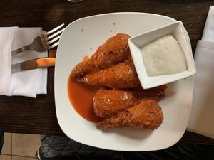 Buffalo wings with cashew blue cheese  at 3 Brothers Pizza Cafe in Farmingdale