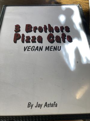 Full, separate vegan menu  at 3 Brothers Pizza Cafe in Farmingdale