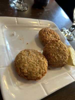 Vegan crab cakes  at 3 Brothers Pizza Cafe in Farmingdale