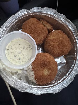 Tofu crab cakes  at 3 Brothers Pizza Cafe in Farmingdale