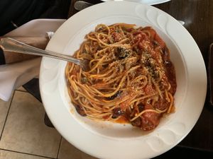 Spaghetti Putanesca  at 3 Brothers Pizza Cafe in Farmingdale