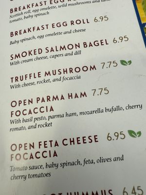 menu  at Caffe Concerto in Birmingham