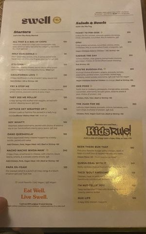 Menu   at Swell in Koh Samui