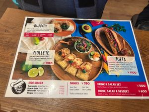 Menu  at Taquito in Tokyo
