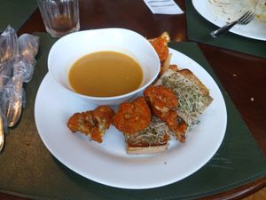 Soup and tofu at Mahatma Gourmet in Curitiba