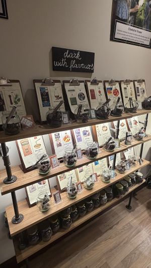 Wall of dark chocolate options  at The Chocolatarium in Edinburgh