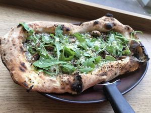 Truffled mushroom pizzetta  at Vegitalian in Amsterdam