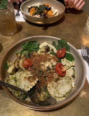 "The one and only ravioli" at Vegitalian in Amsterdam