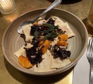 Pumpkin ravioli 🎃 at Vegitalian in Amsterdam