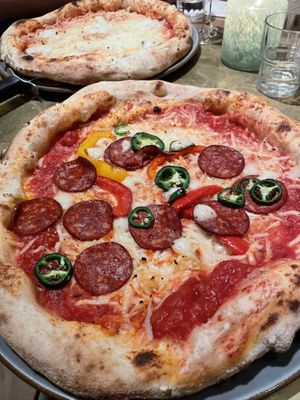 Vegan pepperoni pizza  at Vegitalian in Amsterdam