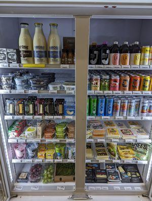 Cheese, yoghurt, Brose Oat milk and kombucha at The Wee Pantry in Edinburgh