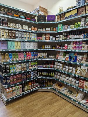 Plant based milks, condimentos and Asian foods at The Wee Pantry in Edinburgh