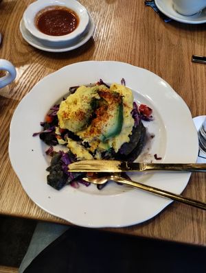 Tostada with black beans and Just Egg at Hope Breakfast Bar  in Eagan