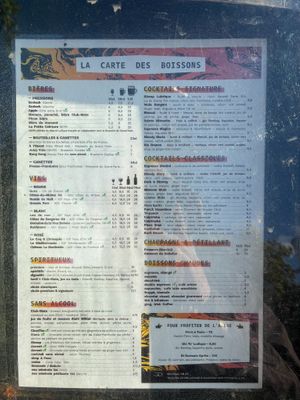 Drink menu at Le Hasard Ludique in Paris
