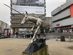 Name-giving unicorn (Jednorożec) at Etno Cafe Jednorożec in Lodz