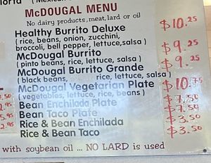 Updated pricing as of 7/2022 for McDougal Menu  at El Rancho Taqueria in Rohnert Park