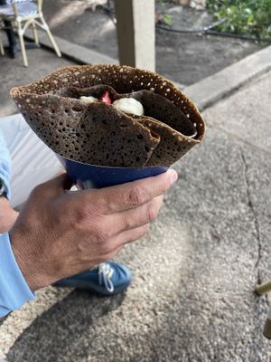 Vegan crepe with strawberries and bananas  at The Crepe Shack Aspen in Aspen