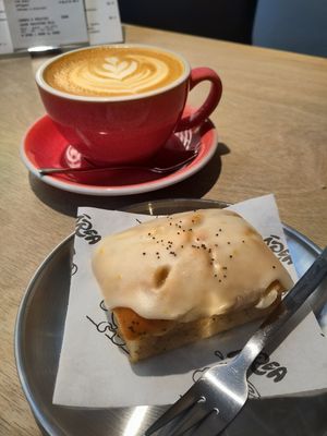 Lemon Cake and Dirty Chai at Café Área in Santiago