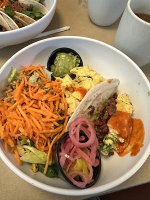 Breakfast tacos with Just Egg  at Silver Diner - BWI Airport in Baltimore