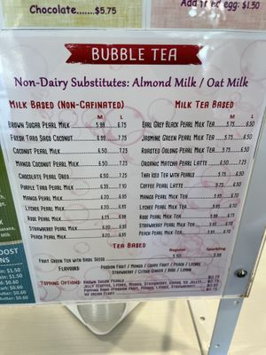Bubble Tea Menu  at VitaVilla Smoothie & Bubble Tea in Vancouver