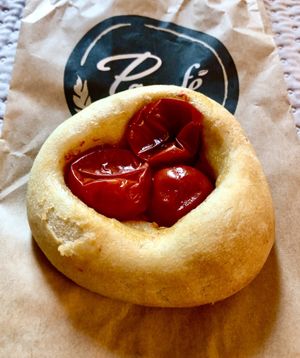 Mini tomato focaccia   at Panfé in Bologna