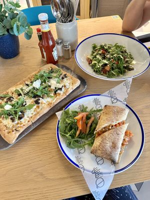 Truffle pizza, rove salad and meatball sub  at The Daily - Rove City Walk  in Dubai