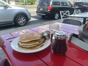 Full Stack Chocolate Chip Spelt Pancakes w/ Butter   at From Seed to Sprout in Avon By The Sea