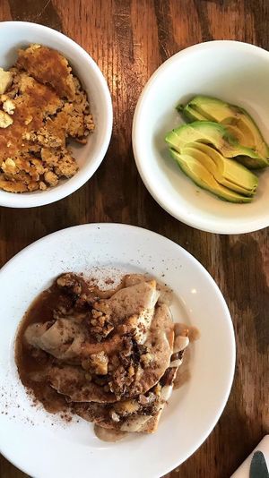 Pancakes and scramble at From Seed to Sprout in Avon By The Sea