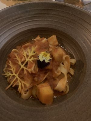 Tomato and tofu fettuccine   at La Vegarie in Hanoi