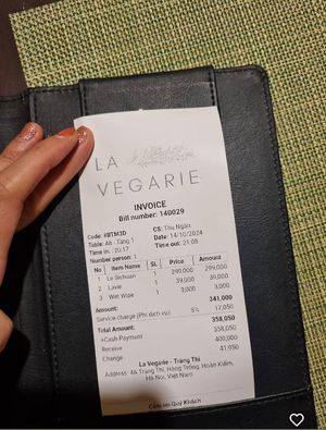They charged me for the wet wipe!!! at La Vegarie in Hanoi