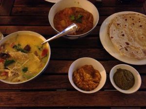 vegetable curry and mushroom tomato soup at Karma Waters in Da Nang