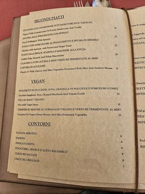 Vegan menu at Essenza Dario e Anna - dal 1964 in Arezzo
