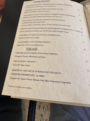 Vegan menu June 2025 - plus vegan gelato insidee  at Essenza Dario e Anna - dal 1964 in Arezzo
