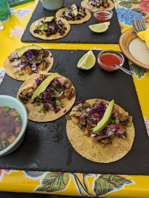 Black bean taco + mushroom courgette taco at Casa Mexico in Funchal