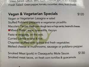 Dedicated Vegan section but also flexible at Yerbabuena del Sisal in Valladolid