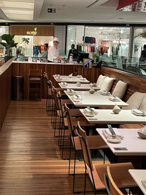 Separate kitchen and seating area  at Gurumê Leblon in Rio De Janeiro