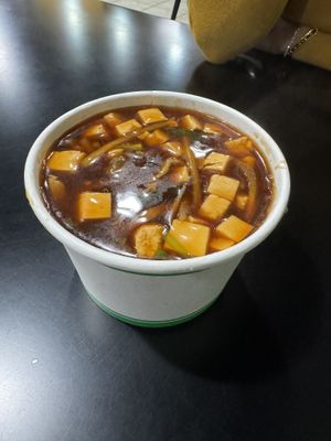 Small Vegan Hot And Sour Soup - it is hot - temperature and spicy   at Momo Hub in Brampton