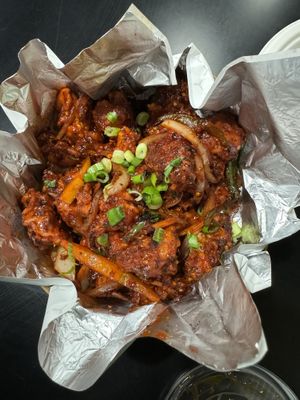 Vegan Gobi (cauliflower) Manchurian   at Momo Hub in Brampton