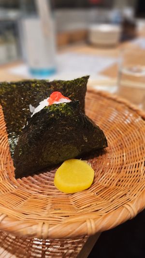 red pickled ginger onigiri at Nigirimeshi Ginka in Morioka