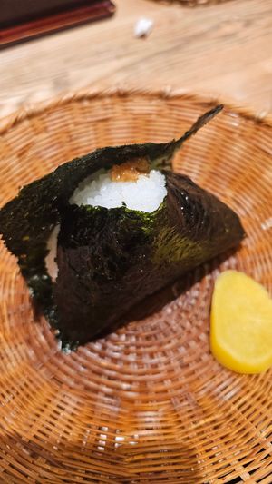 pickled plum onigiri at Nigirimeshi Ginka in Morioka