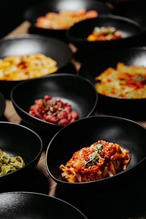 A selection of our fully plant-based pasta dishes made with love! at Primo Pasta Amsterdam in Amsterdam